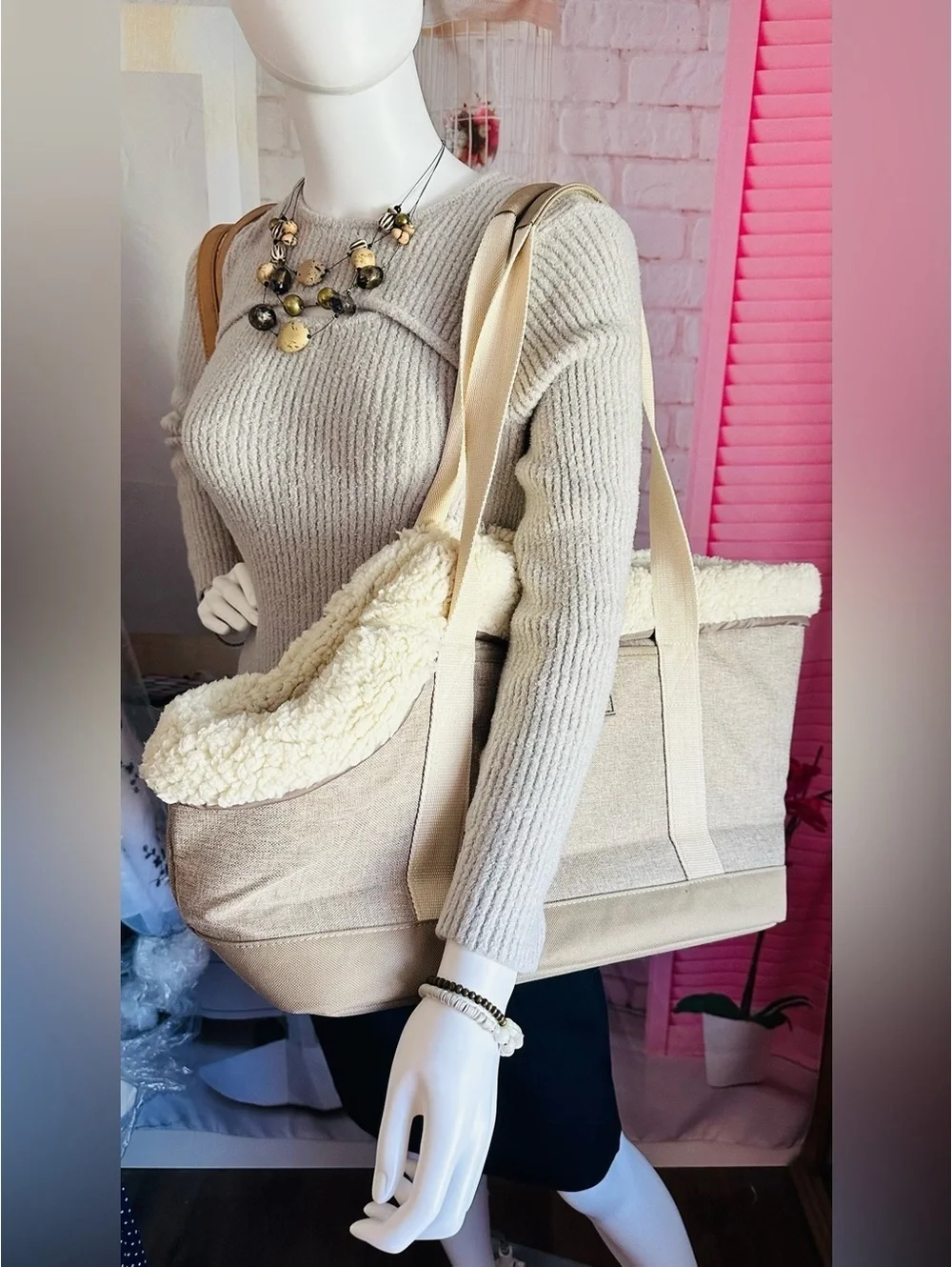 Sherpa Luxe Fashionable Plush-Lined Tote